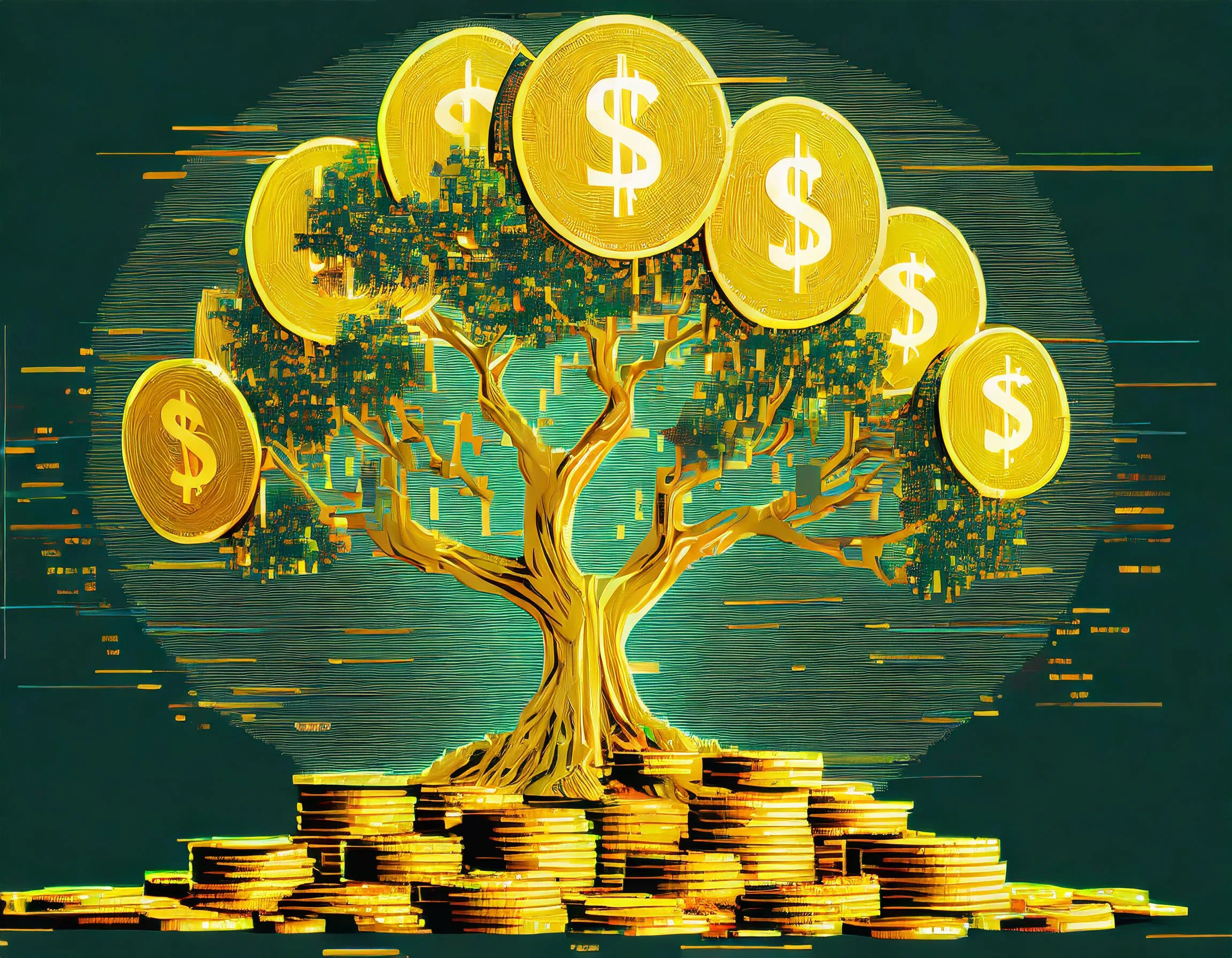 money tree with gold coins